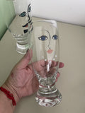 KOSTA BODA His & Hers Beer Beverage Decorated Glasses Vintage Retro 80s 90s MOD