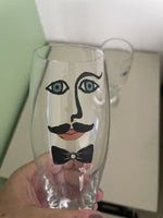 KOSTA BODA His & Hers Beer Beverage Decorated Glasses Vintage Retro 80s 90s MOD