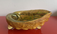 Glam MCM Abalone Shell Trinket Dish Lucite Feet Fisherman’s Wharf CA Souvenir 8”