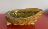 Glam MCM Abalone Shell Trinket Dish Lucite Feet Fisherman’s Wharf CA Souvenir 8”
