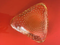 Vintage 60s 70s Murano Italy Art Glass Bullicante Controlled Bubble Trinket Dish