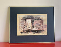 Original Abstract Architectural Painting Hall Pierce Groat 1970 Acrylic on Board
