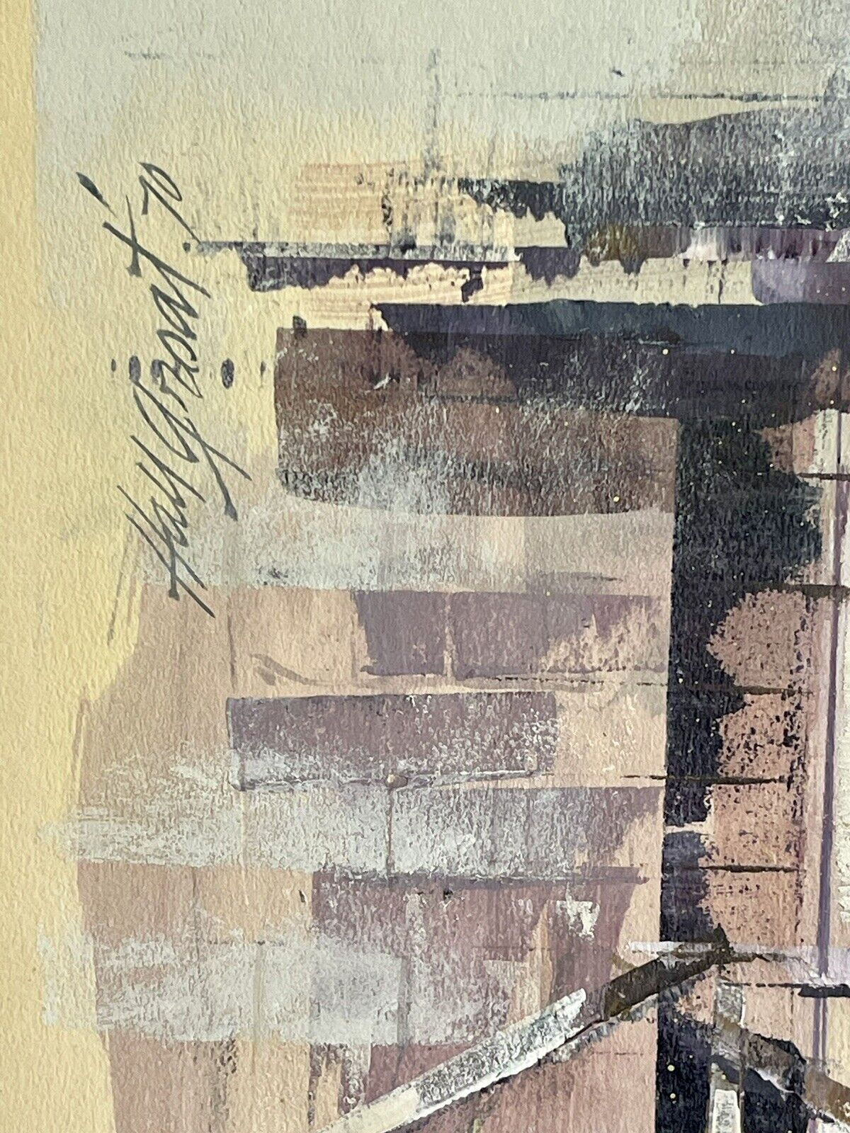 Original Abstract Architectural Painting Hall Pierce Groat 1970 Acrylic on Board