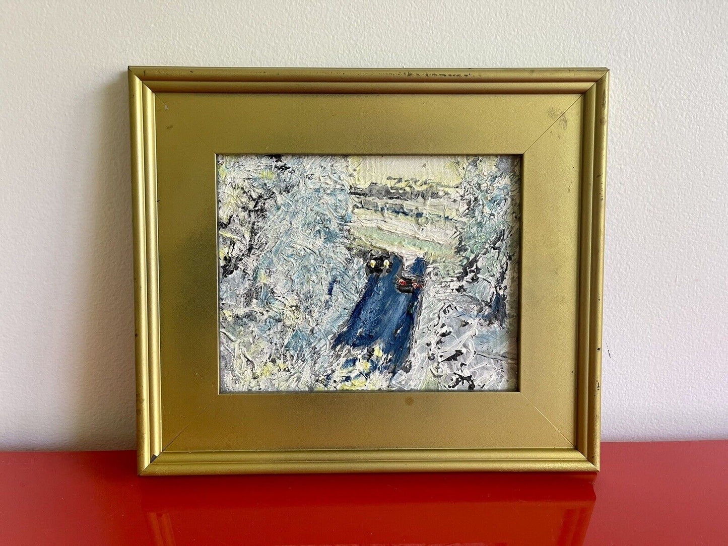 Original Abstract Art Painting by Sonya Lobell (?) Heavy Impasto Landscape