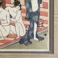 Vintage Bathhouse Interior Koryusai Nishiki Woodblock Print Chuban Japan Erotica