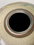 Monumental Jamie Davis Studio Art Pottery 1980s Postmodern Raku Ceramic Vase 14”