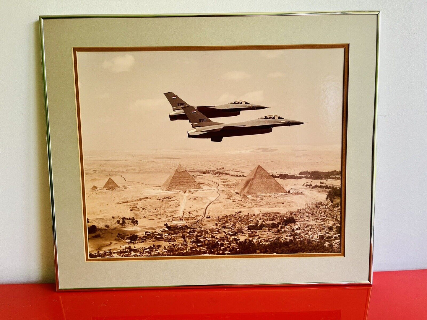 Vintage 80s F-16 Fighting Falcons Photograph 25x21 Pratt and Whitney Offices