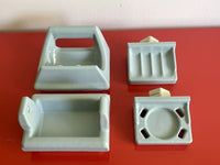 NOS Vintage BABY BLUE Ceramic MCM Bathroom Fixtures Matched Set of 4 Deadstock