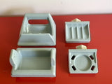 NOS Vintage BABY BLUE Ceramic MCM Bathroom Fixtures Matched Set of 4 Deadstock