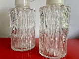 Retro Liquor Decanter Pair DBGM Bark Textured Glass Scandinavian Modern Style x2