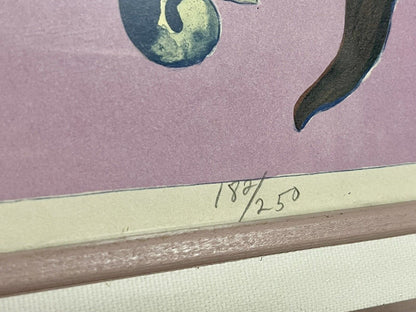 Purple Magical Mushrooms Retro 1970s Limited Ed. Fine Art Print Signed & Framed