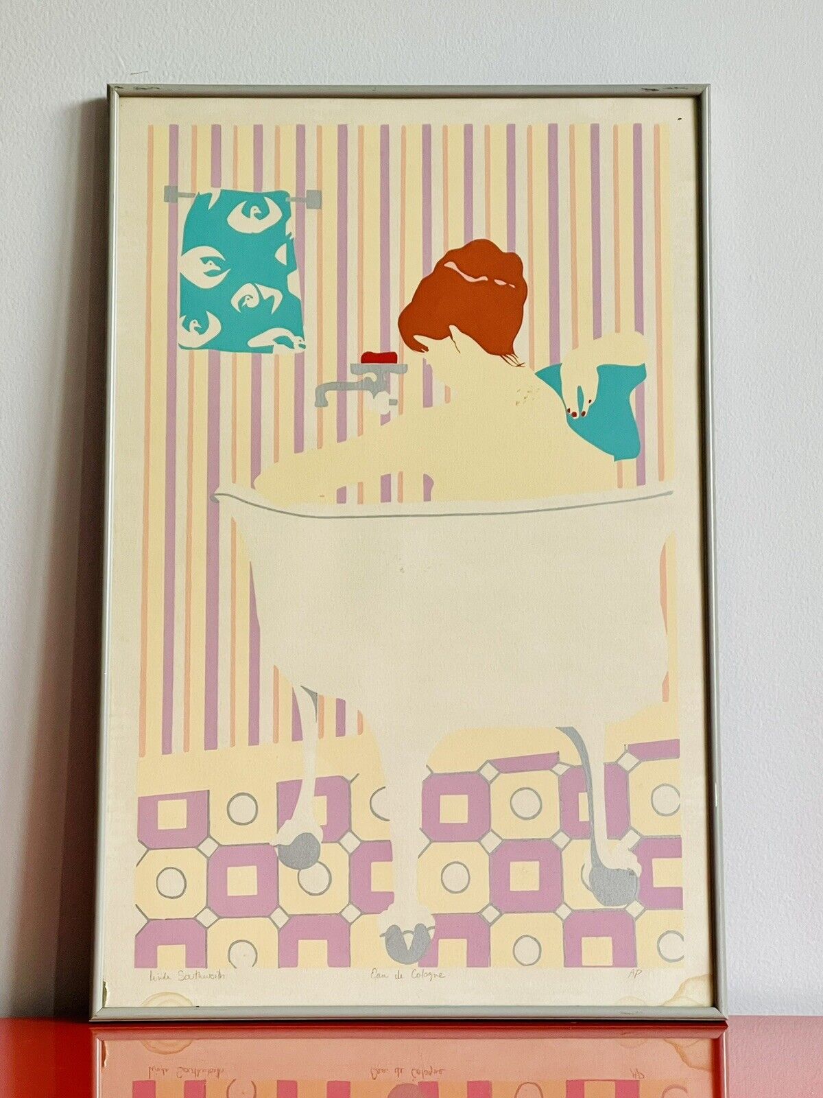 Linda Southworth Fine Art Serigraph “Eau De Cologne” Signed Bathtub Graphic Art