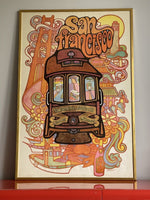 1960s San Francisco Market Street Trolley Poster John Lichtenwalner Psychedelic