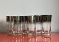GLAM 60s 70s Silver Fade Cocktail Bar Set Vitreon Queens Lusterware 14 pc Caddy