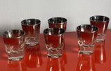 GLAM 60s 70s Silver Fade Cocktail Bar Set Vitreon Queens Lusterware 14 pc Caddy