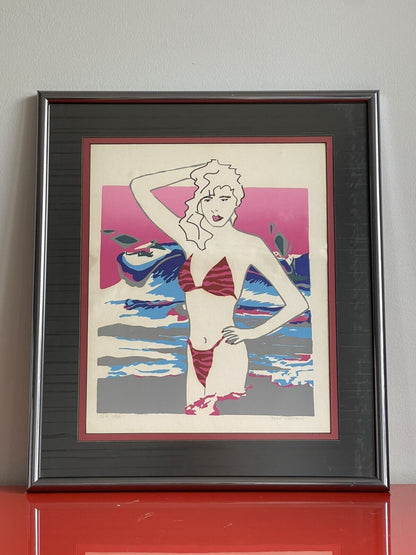 1988 Pop Art Zebra Print Bathing Suit NEW WAVE Graphic Framed Signed Stenstrom