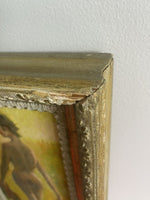 Nude Among Flowers Orig MCM Impressionist Art Painting Carved Daisy Frame Signed