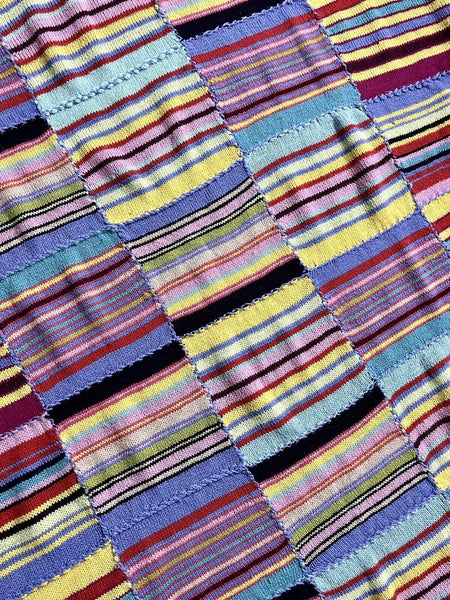 Kaffe Fassett Colorful Patchwork Knit Throw Blanket Stripe Missoni  67” x 51”
