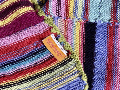 Kaffe Fassett Colorful Patchwork Knit Throw Blanket Stripe Missoni  67” x 51”