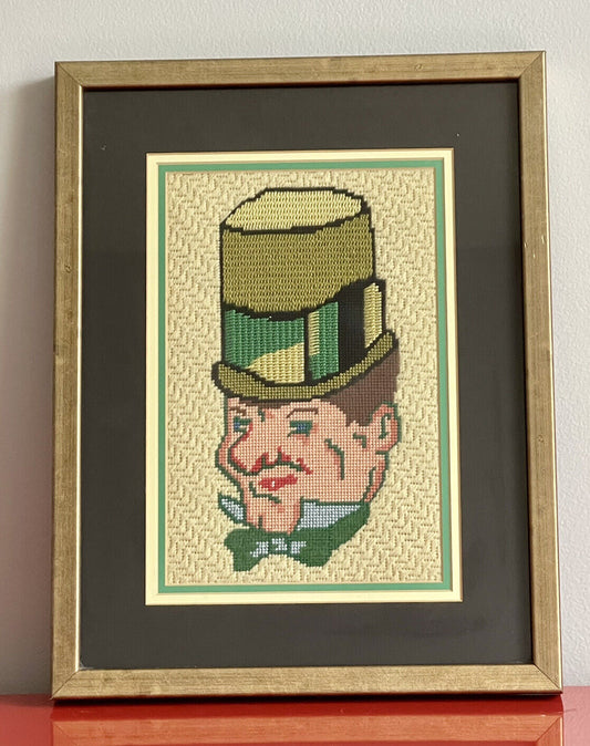WC Fields Vintage Needlepoint Bargello Retro Art Funky Weird 14” x 17” Framed
