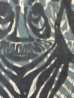 Modernist MCM Linocut Abstract Faces ? Fine Art Print Signed B. Paston Framed