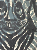 Modernist MCM Linocut Abstract Faces ? Fine Art Print Signed B. Paston Framed