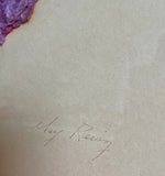 Cast Paper Monoprint Purple Mod Geometric Signed May Reisz 1970s 1980s Framed